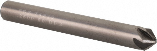OSG Countersink: 1/4" Head Dia, 90.00 deg Included Angle, 6 Flute, Solid Carbide, Right Hand Cut - 706-2500-090