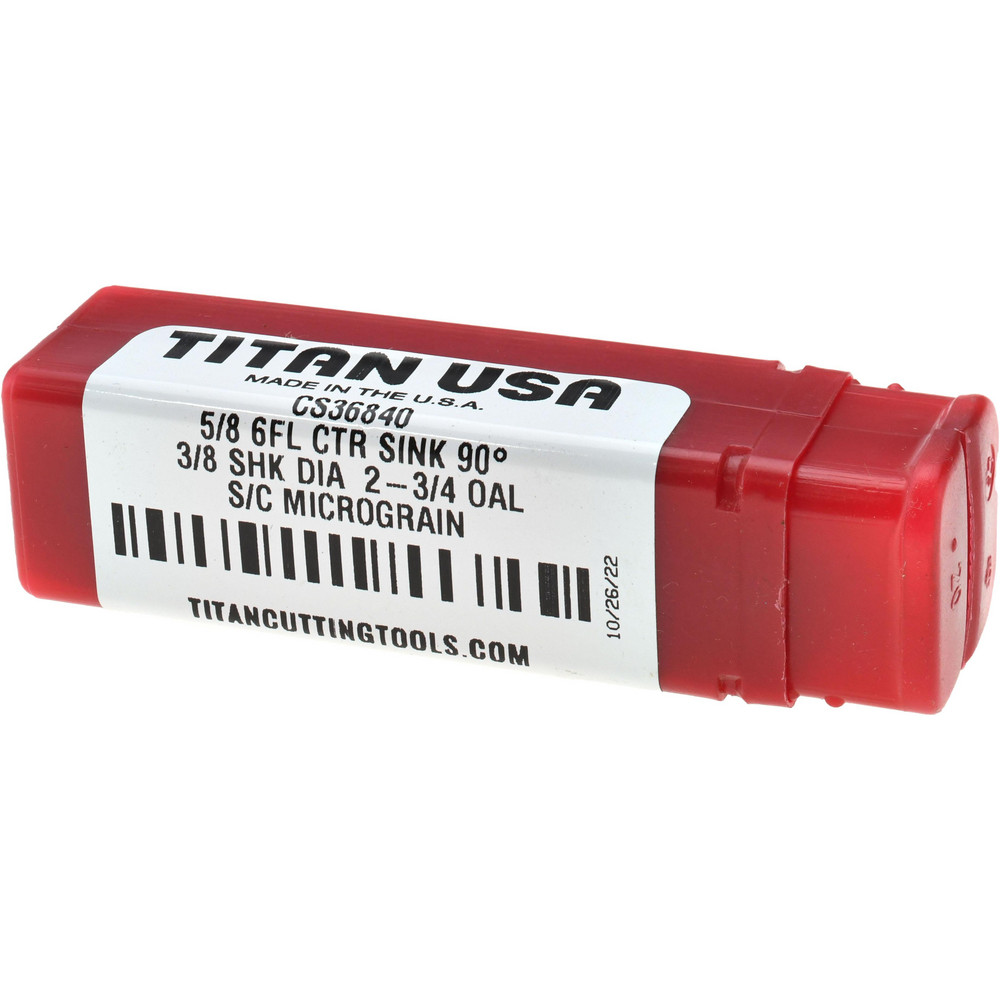 Titan USA Countersink: 5/8" Head Dia, 90.00 deg Included Angle, 6 Flute, Solid Carbide, Right Hand Cut - CS36840