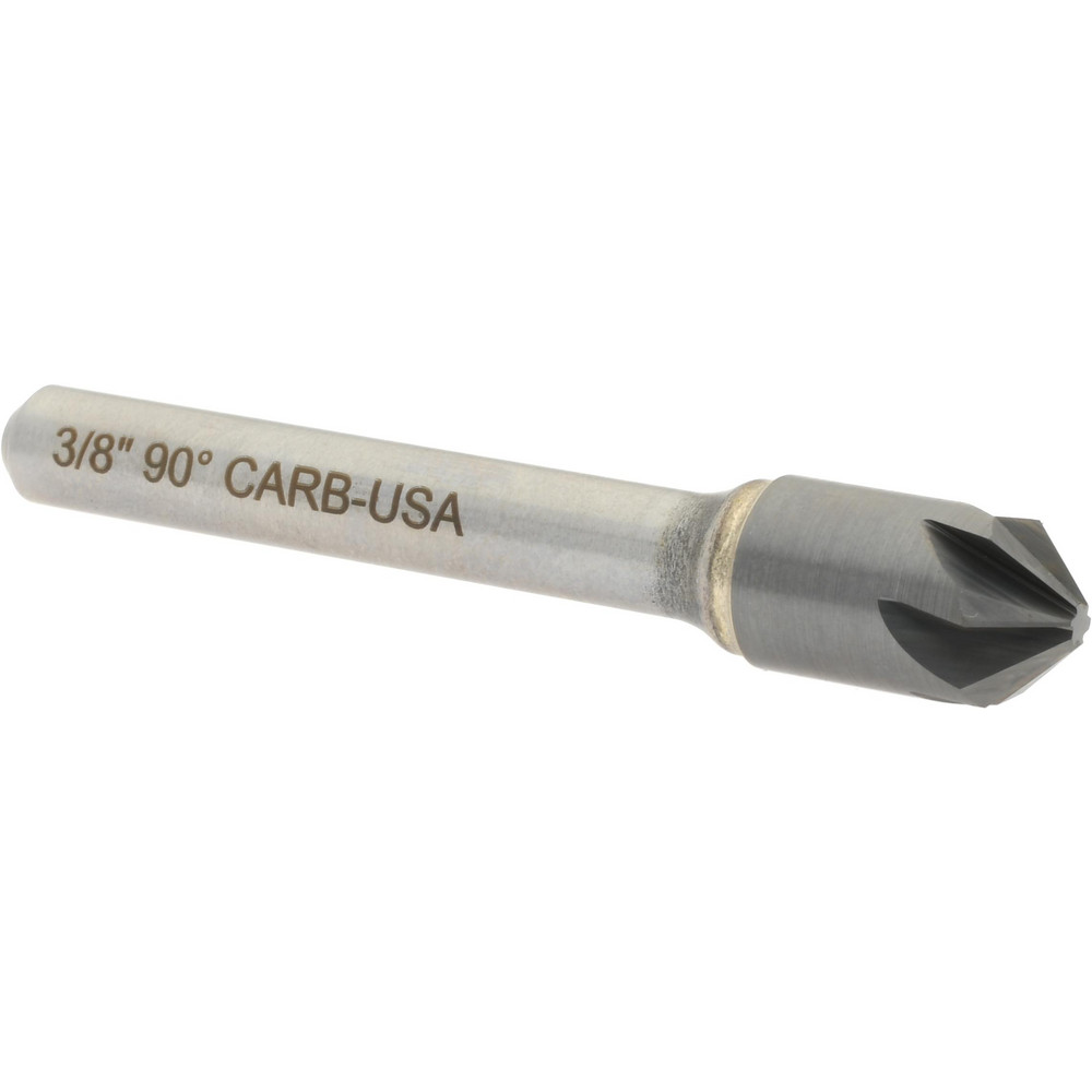 Hertel Countersink: 3/8" Head Dia, 90.00 deg Included Angle, 6 Flute, Solid Carbide, Right Hand Cut - 336-005070