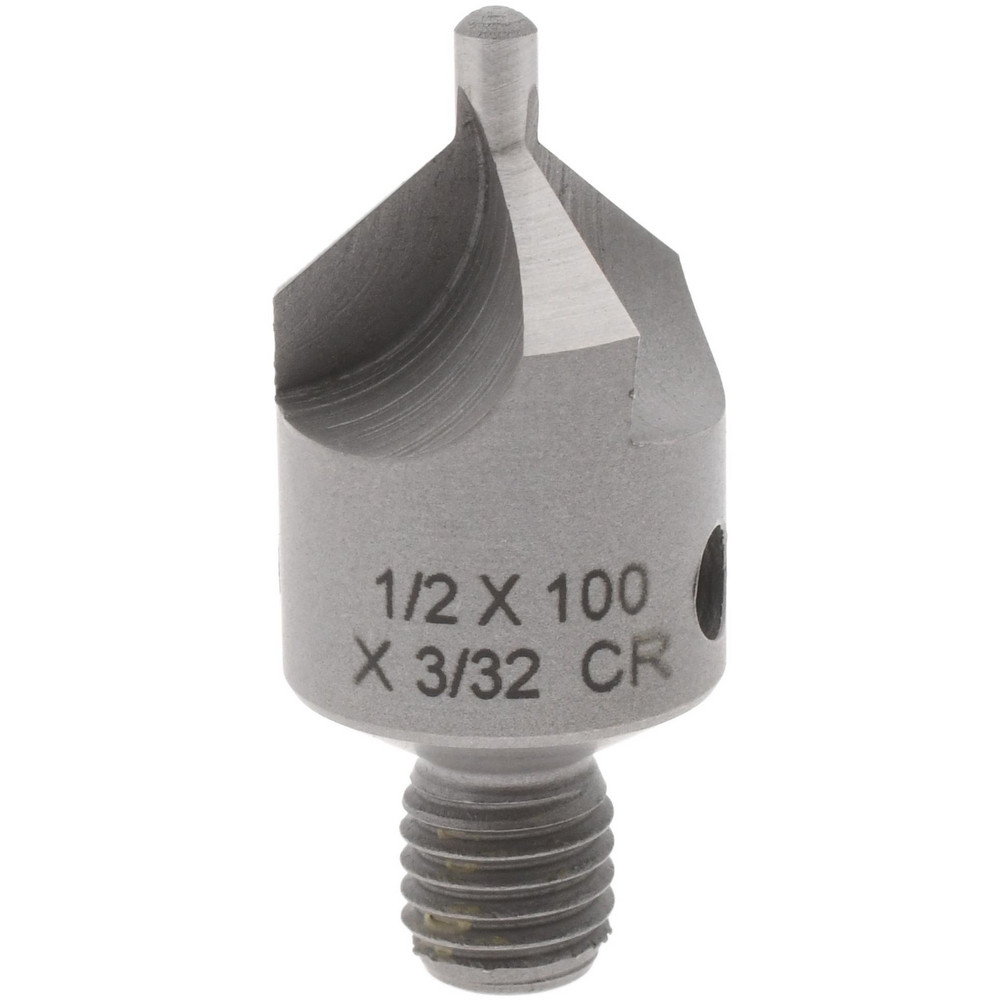 Made in USA 2-1/2" OAL, 1/2" Head Dia, 3 Flute, 100° Incl Angle, Integral Pilot, Adjustable Stop Countersink - 152-3-100-.0938