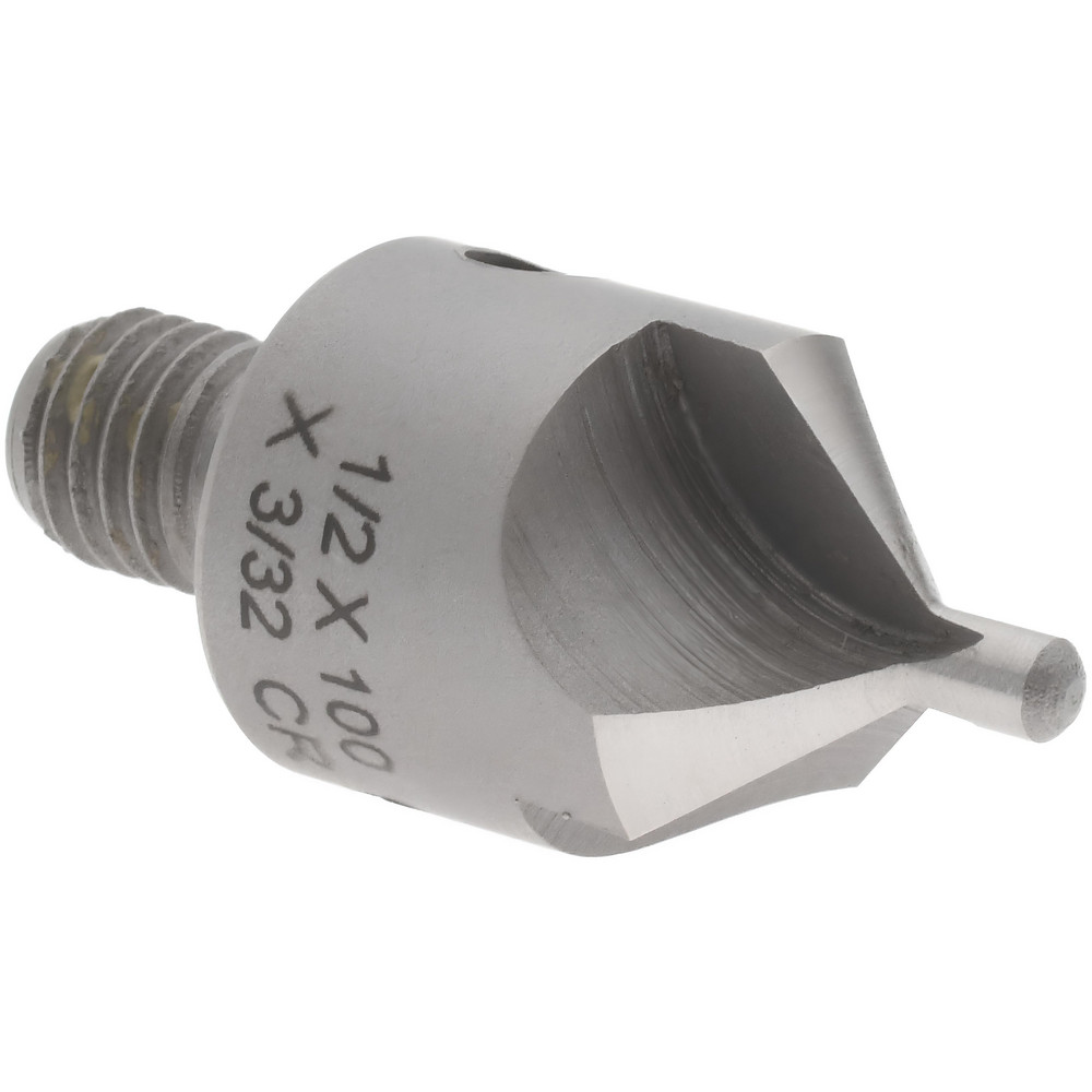 Made in USA 2-1/2" OAL, 1/2" Head Dia, 3 Flute, 100° Incl Angle, Integral Pilot, Adjustable Stop Countersink - 152-3-100-.0938