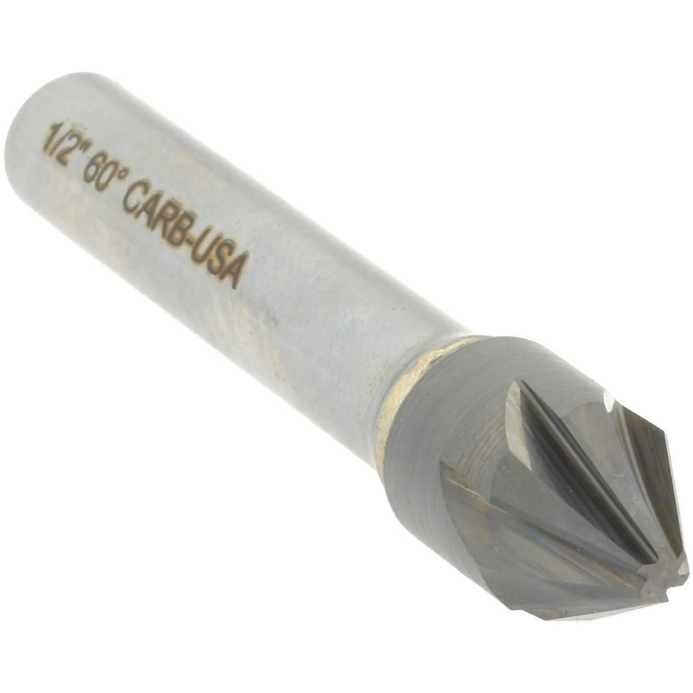 Titan USA Countersink: 1/2" Head Dia, 60.00 deg Included Angle, 6 Flute, Solid Carbide, Right Hand Cut - CS36632