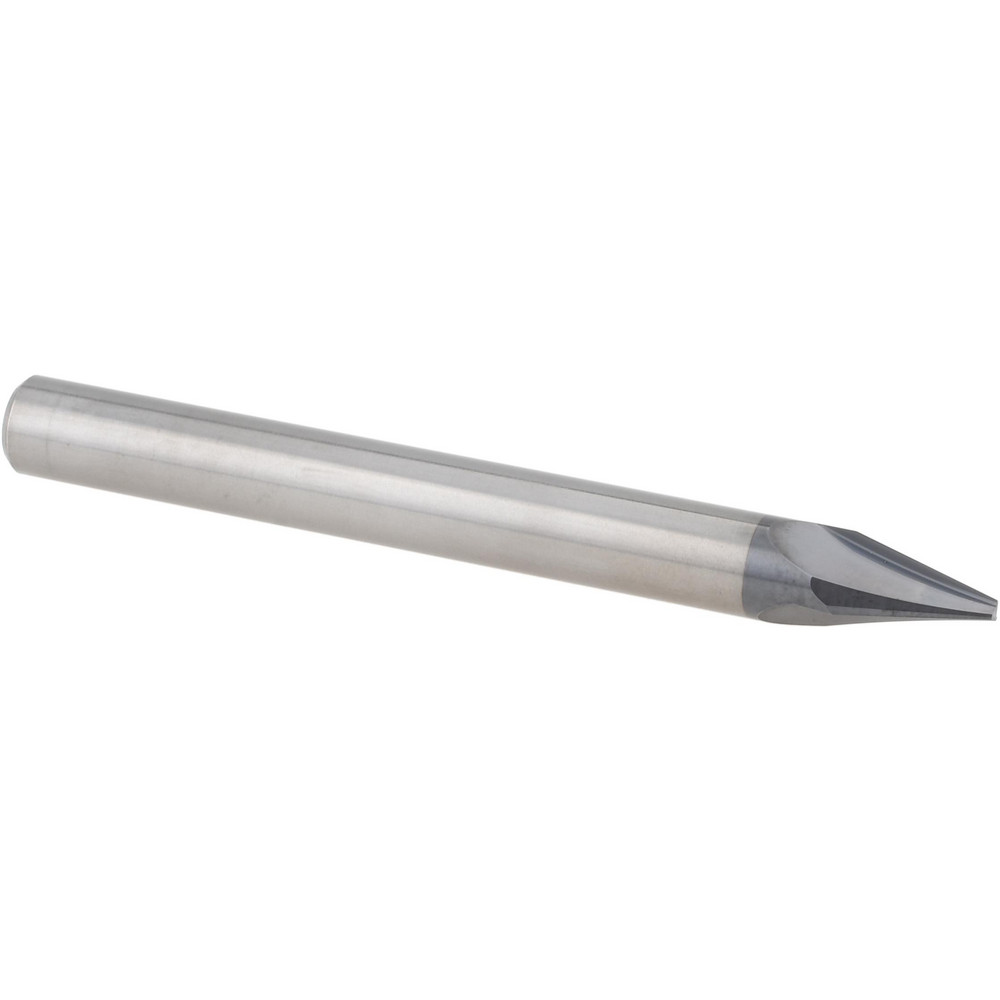 Harvey Tool Chamfer Mill: 3/32" Dia, 1/8" Shank Dia, 30 deg, 2 Flute, Solid Carbide, Single End - 53515-C3