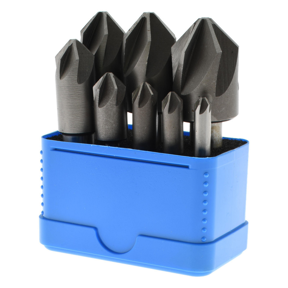 Value Collection Countersink Set: 8 Pc, 1/4 to 1" Head Dia, 6 Flute, 90 deg Included Angle - SC20908S