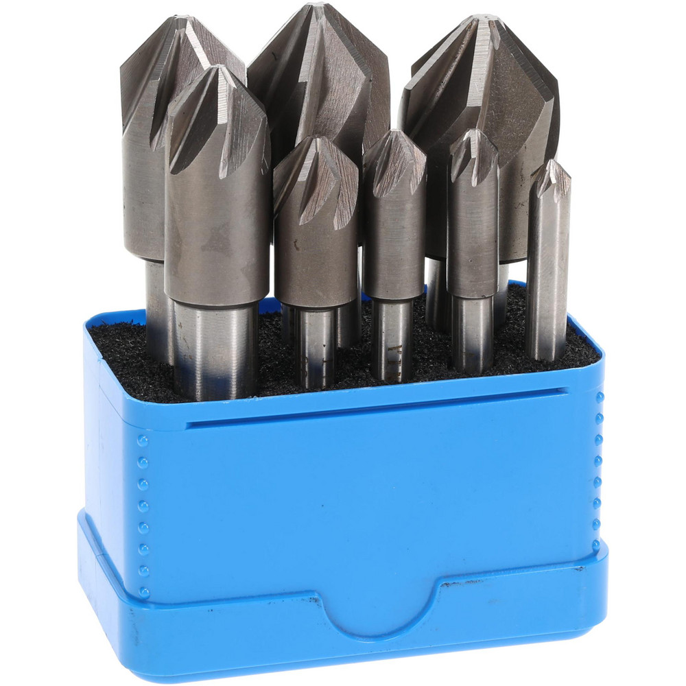 Value Collection Countersink Set: 8 Pc, 1/4 to 1" Head Dia, 6 Flute, 90 deg Included Angle - SC20908S