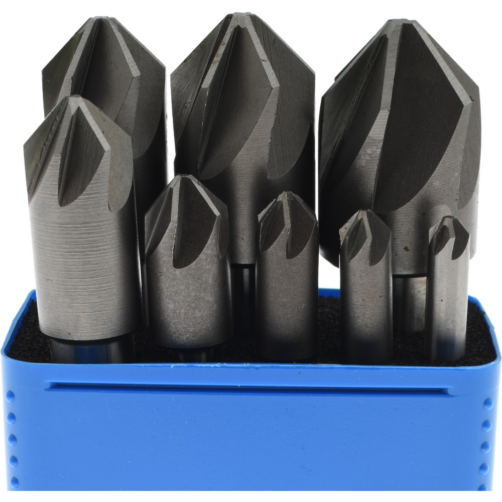 Value Collection Countersink Set: 8 Pc, 1/4 to 1" Head Dia, 6 Flute, 90 deg Included Angle - SC20908S