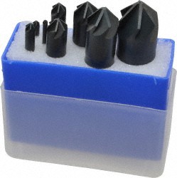Value Collection Countersink Set: 8 Pc, 1/4 to 1" Head Dia, 6 Flute, 90 deg Included Angle - SC20908S