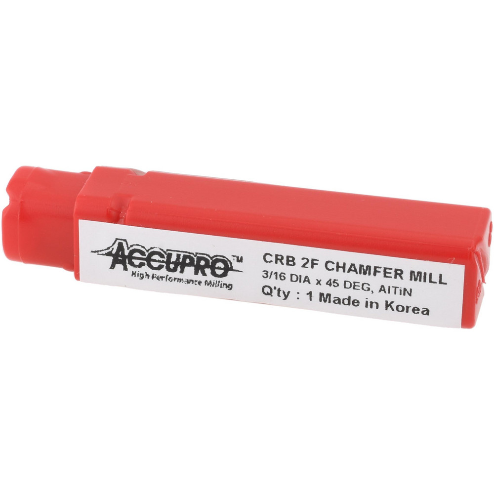 Accupro Chamfer Mill: 3/16" Dia, 3/16" Shank Dia, 90 deg, 2 Flute, Solid Carbide, Single End - EM99943845