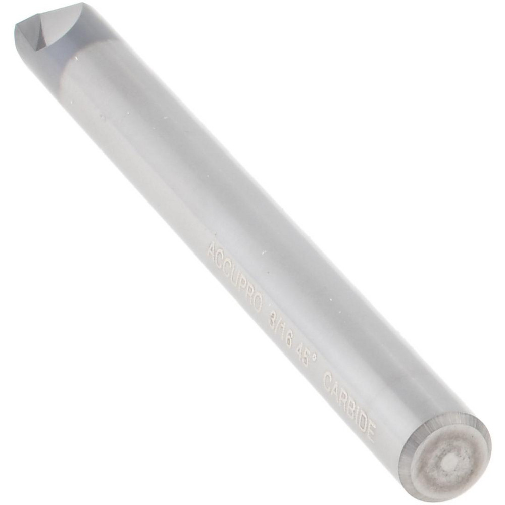 Accupro Chamfer Mill: 3/16" Dia, 3/16" Shank Dia, 90 deg, 2 Flute, Solid Carbide, Single End - EM99943845
