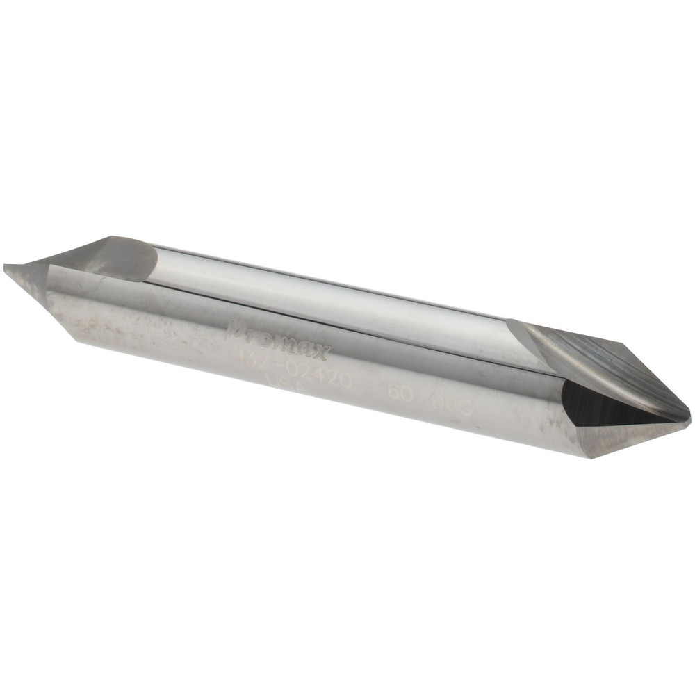 ProMax Chamfer Mill: 3/8" Dia, 3/8" Shank Dia, 60 deg, 2 Flute, Solid Carbide, Double End - 132-02420