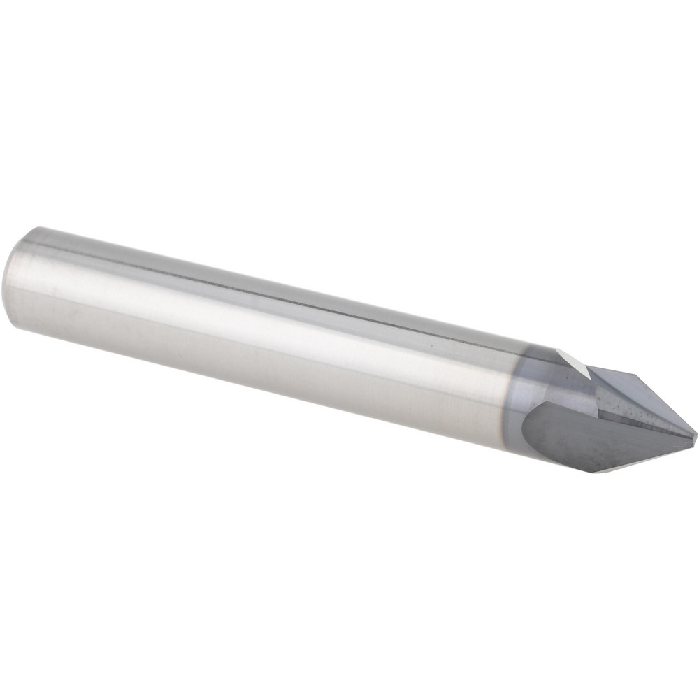 Harvey Tool Chamfer Mill: 3/8" Dia, 3/8" Shank Dia, 60 deg, 3 Flute, Solid Carbide, Single End - 18430-C3