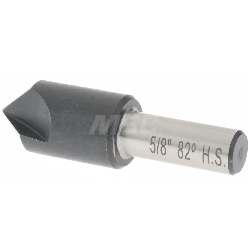Value Collection Countersink: 5/8" Head Dia, 82.00 deg Included Angle, 3 Flute, High-Speed Steel, Right Hand Cut - 28618