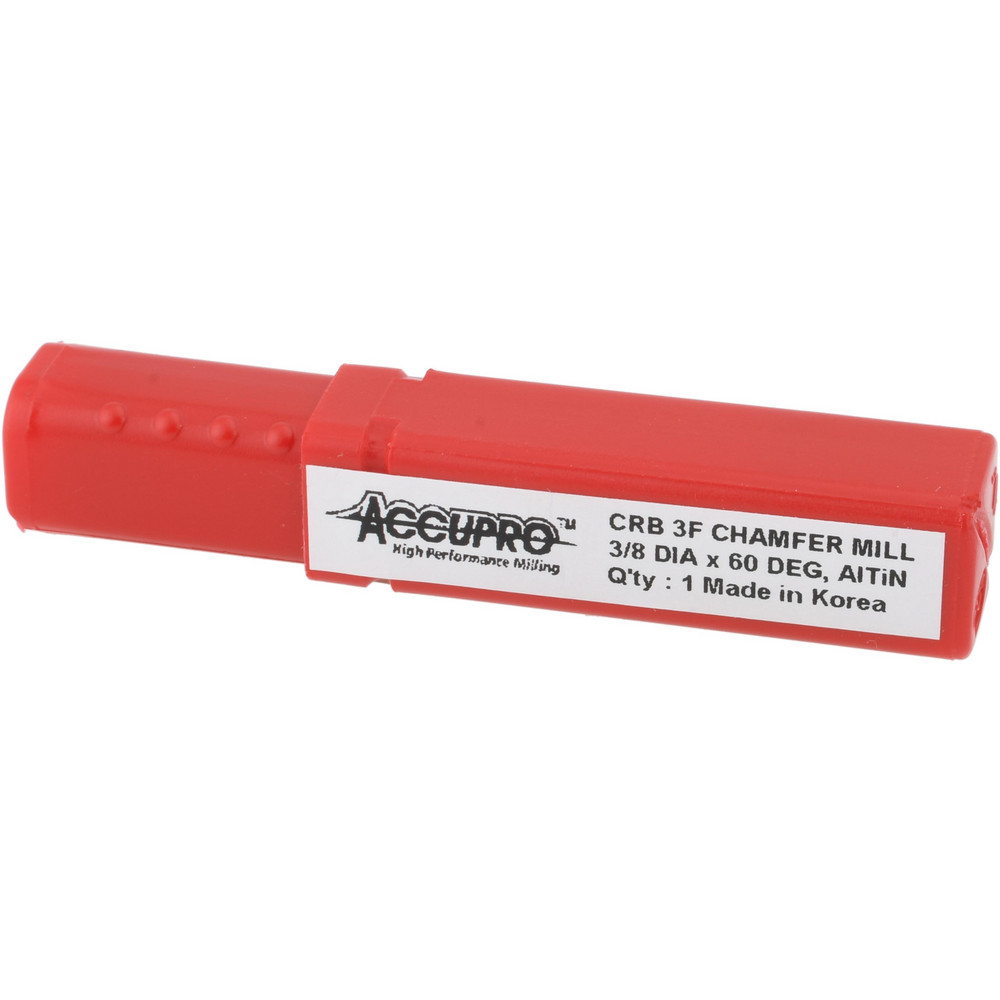 Accupro Chamfer Mill: 3/8" Dia, 3/8" Shank Dia, 120 deg, 3 Flute, Solid Carbide, Single End - EM99943862