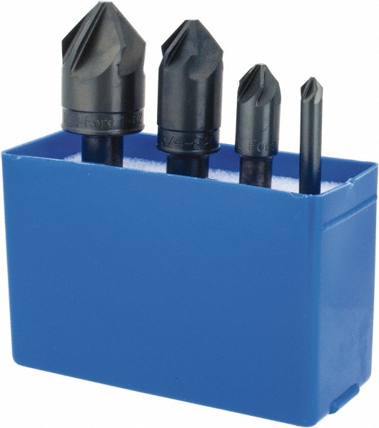 M.A. Ford® Countersink Set: 4 Pc, 1/4 to 1" Head Dia, 6 Flute - 79000012