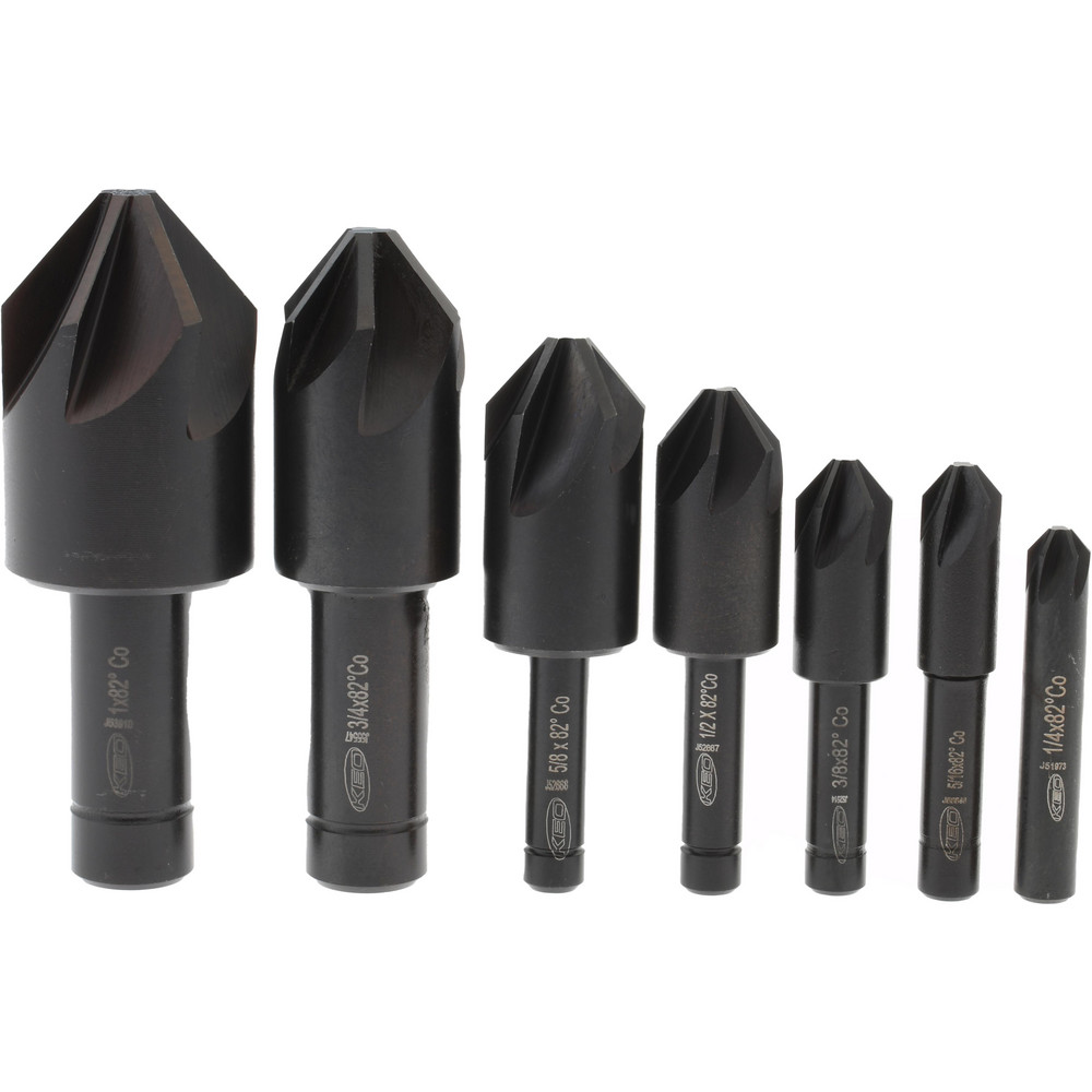 M.A. Ford® Countersink Set: 4 Pc, 1/4 to 1" Head Dia, 6 Flute - 79000012