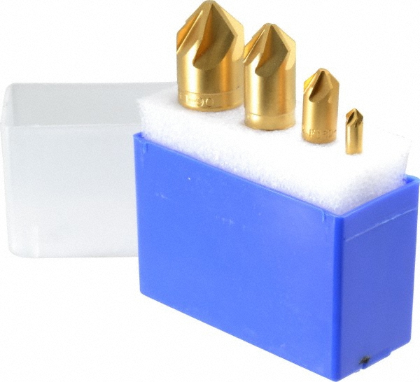 M.A. Ford® Countersink Set: 4 Pc, 1/4 to 1" Head Dia, 6 Flute - 79000012