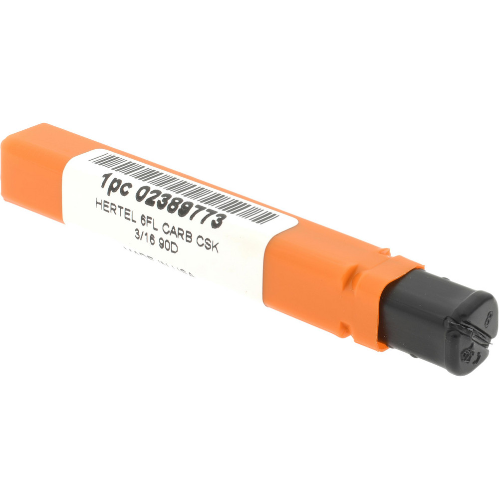 Hertel Countersink: 3/16" Head Dia, 90.00 deg Included Angle, 6 Flute, Solid Carbide, Right Hand Cut - 336-002070