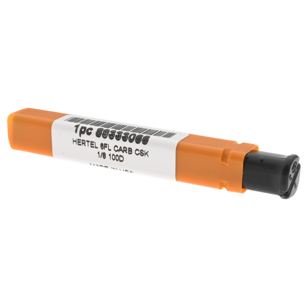 Hertel Countersink: 1/8" Head Dia, 100.00 deg Included Angle, 6 Flute, Solid Carbide, Right Hand Cut - 336-001080
