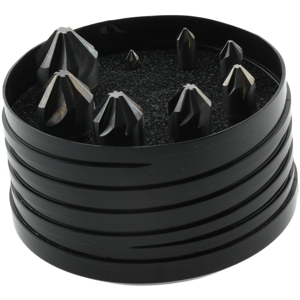 Value Collection Countersink Set: 12 Pc, 3/16 to 2" Head Dia, 1 Flute, 82 deg Included Angle - SC108212S