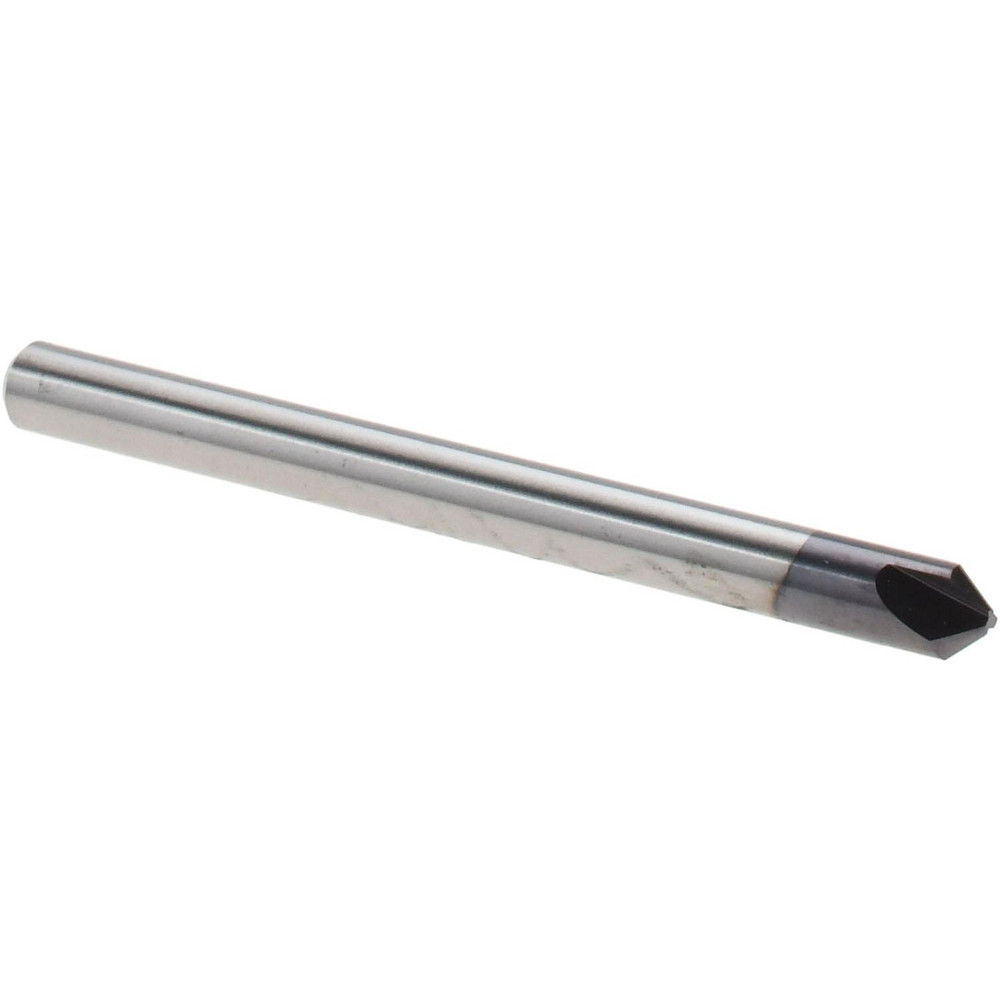 Accupro Chamfer Mill: 1/8" Dia, 1/8" Shank Dia, 90 deg, 3 Flute, Solid Carbide, Single End - EM99943838