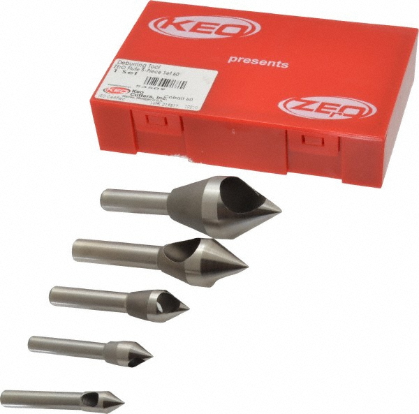 Keo Countersink Set: 5 Pc, 1/4 to 1" Head Dia, 1 Flute - 919-000-044