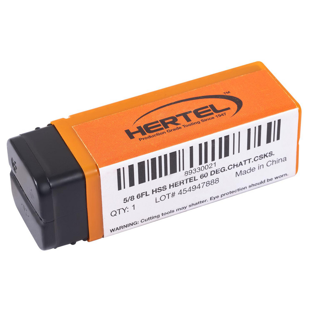 Hertel Countersink: 5/8" Head Dia, 60.00 deg Included Angle, 6 Flute, High-Speed Steel, Right Hand Cut - GX89330021