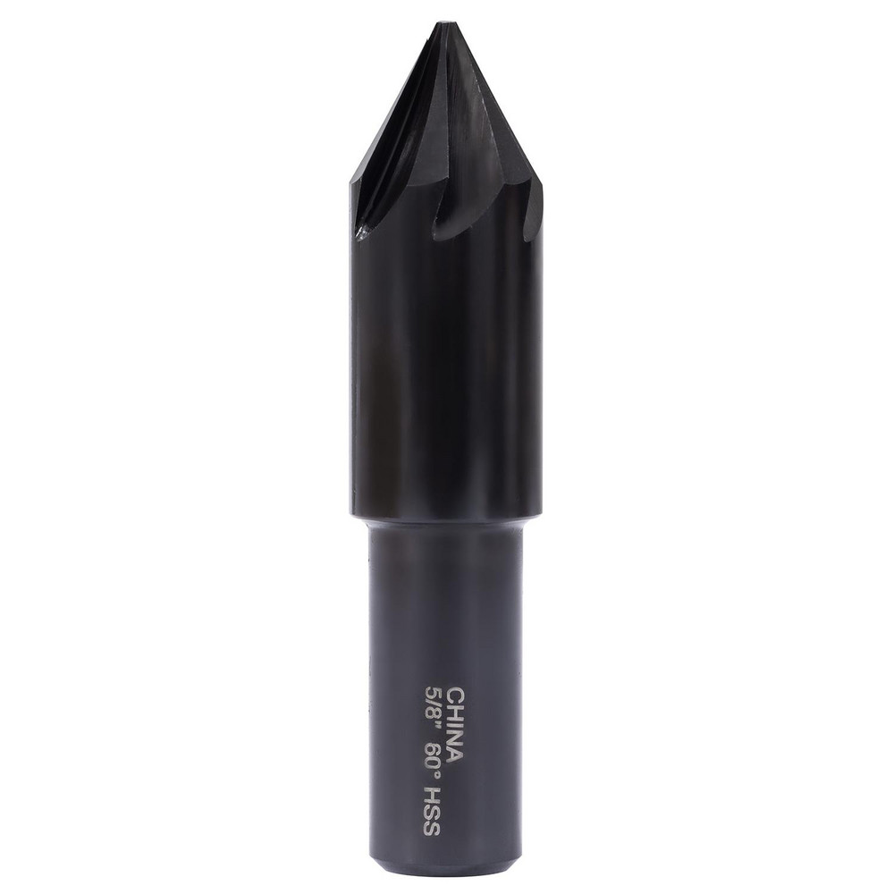 Hertel Countersink: 5/8" Head Dia, 60.00 deg Included Angle, 6 Flute, High-Speed Steel, Right Hand Cut - GX89330021