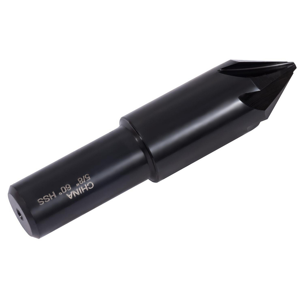 Hertel Countersink: 5/8" Head Dia, 60.00 deg Included Angle, 6 Flute, High-Speed Steel, Right Hand Cut - GX89330021