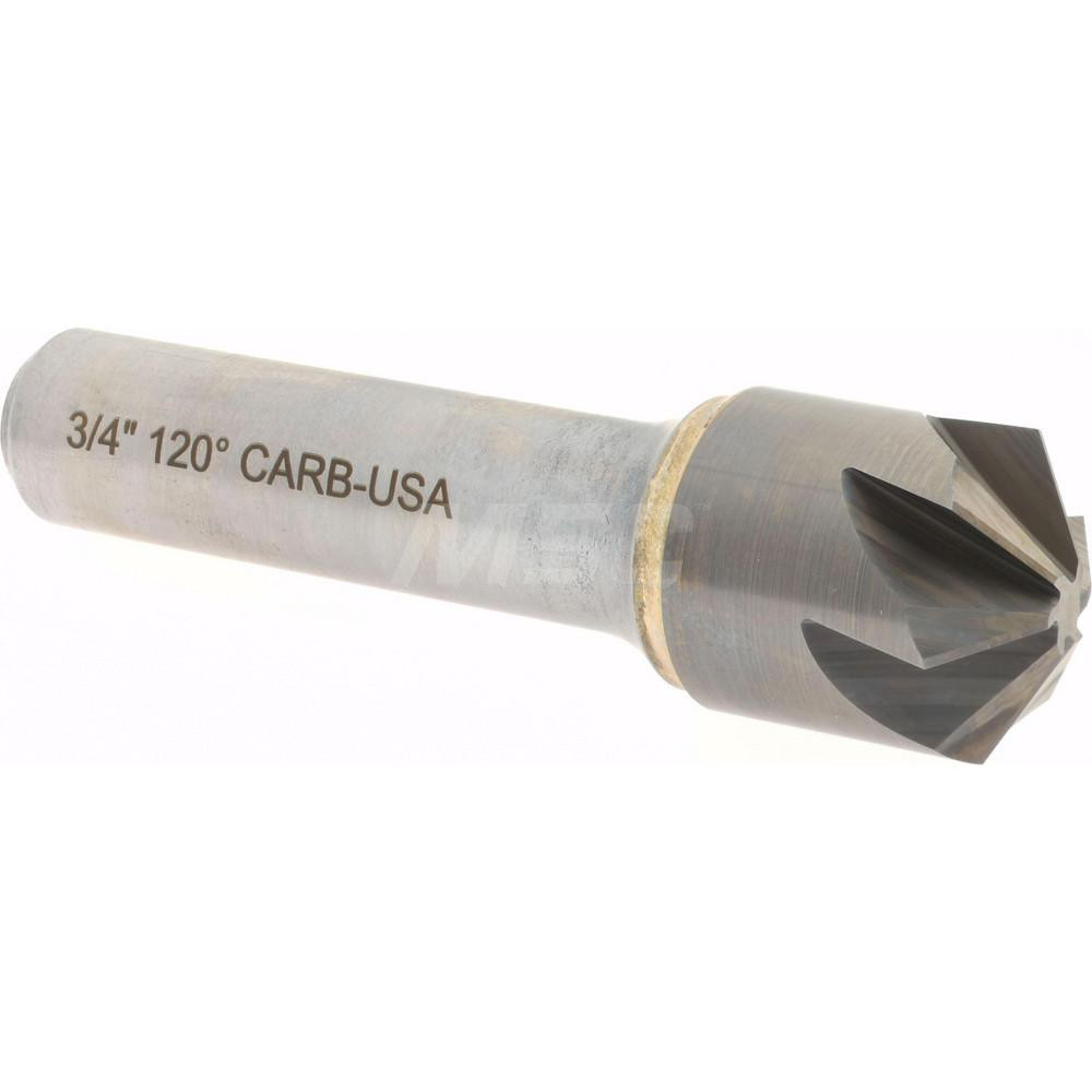 Hertel Countersink: 3/4" Head Dia, 120.00 deg Included Angle, 6 Flute, Solid Carbide, Right Hand Cut - 336-008590