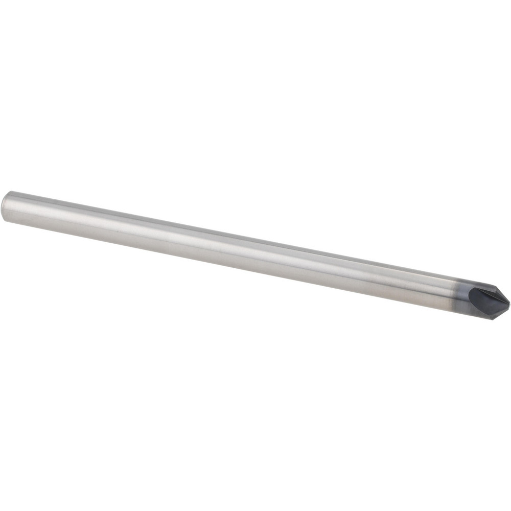 Harvey Tool Chamfer Mill: 1/4" Dia, 1/4" Shank Dia, 90 deg, 3 Flute, Solid Carbide, Single End - 48545-C3