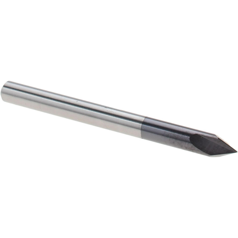 Harvey Tool Chamfer Mill: 1/8" Dia, 1/8" Shank Dia, 60 deg, 2 Flute, Solid Carbide, Single End - 18730-C3