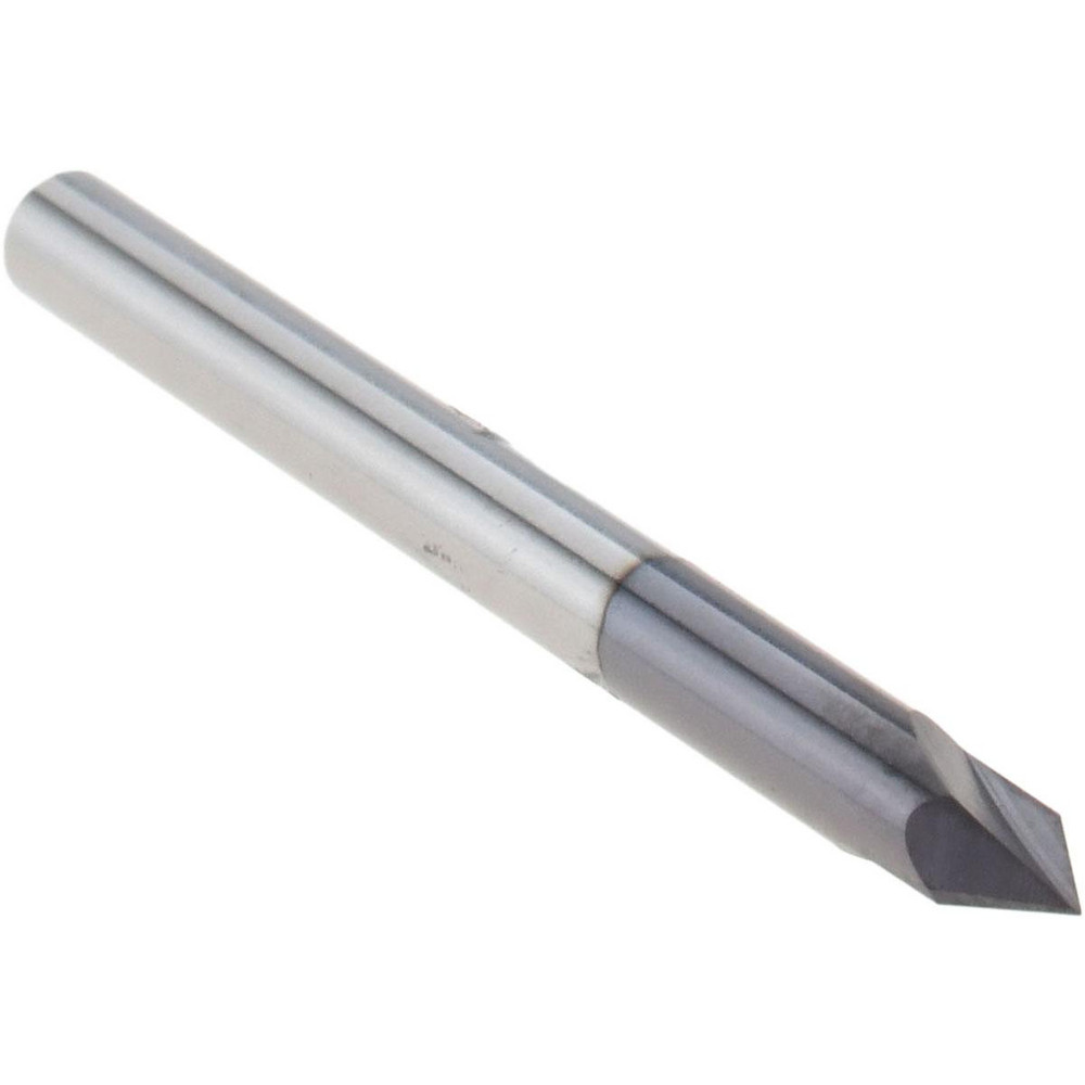 Harvey Tool Chamfer Mill: 1/8" Dia, 1/8" Shank Dia, 60 deg, 2 Flute, Solid Carbide, Single End - 18730-C3
