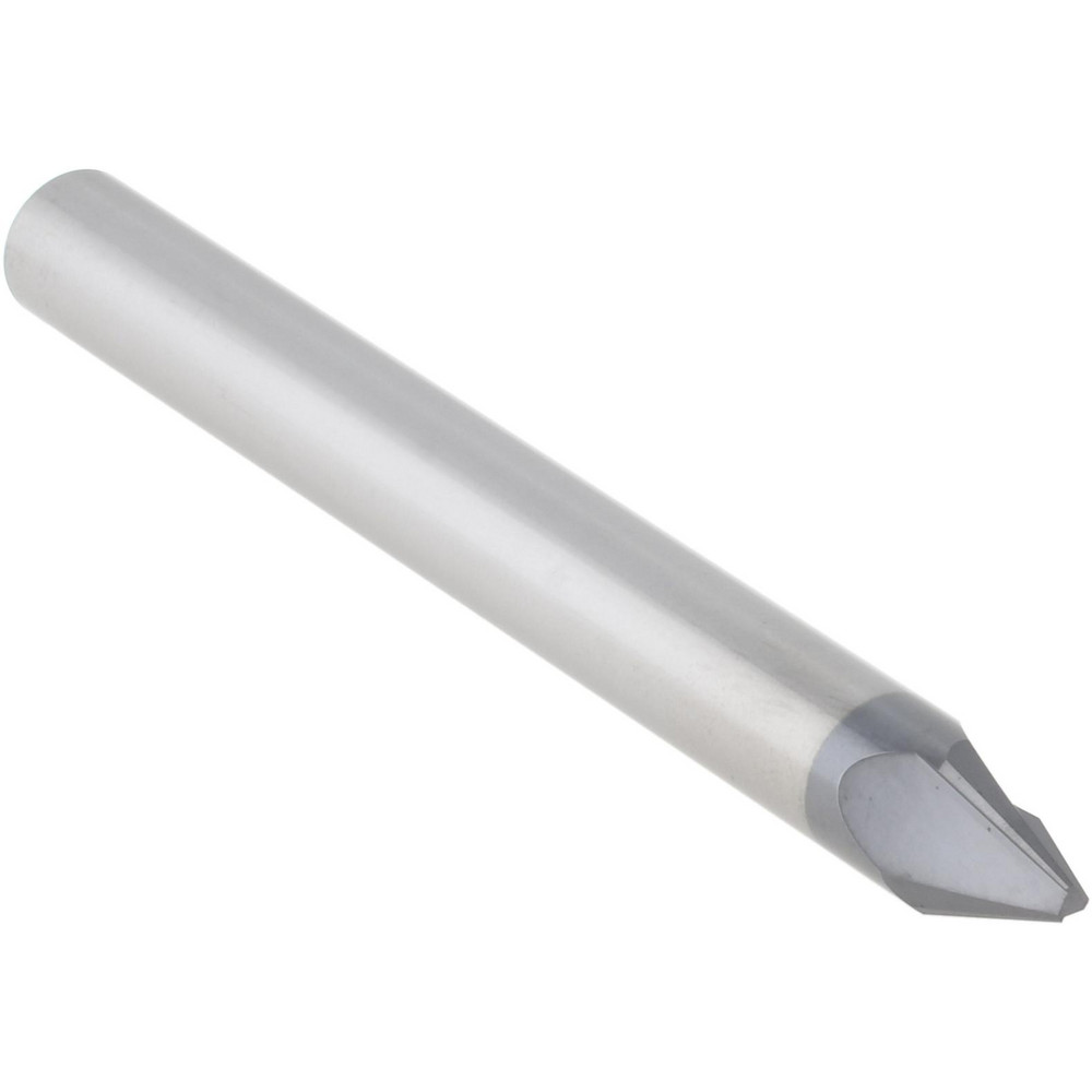Accupro Chamfer Mill: 1/4" Dia, 1/4" Shank Dia, 45 deg, 3 Flute, Solid Carbide, Single End - EM99943865