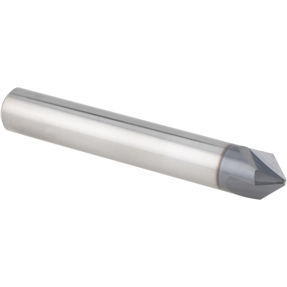 Accupro Chamfer Mill: 3/8" Dia, 3/8" Shank Dia, 90 deg, 3 Flute, Solid Carbide, Single End - EM99943868