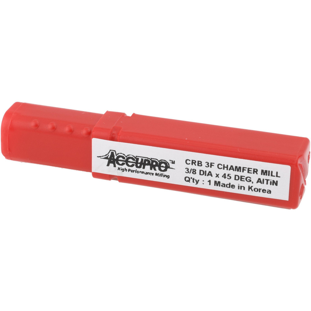 Accupro Chamfer Mill: 3/8" Dia, 3/8" Shank Dia, 90 deg, 3 Flute, Solid Carbide, Single End - EM99943868