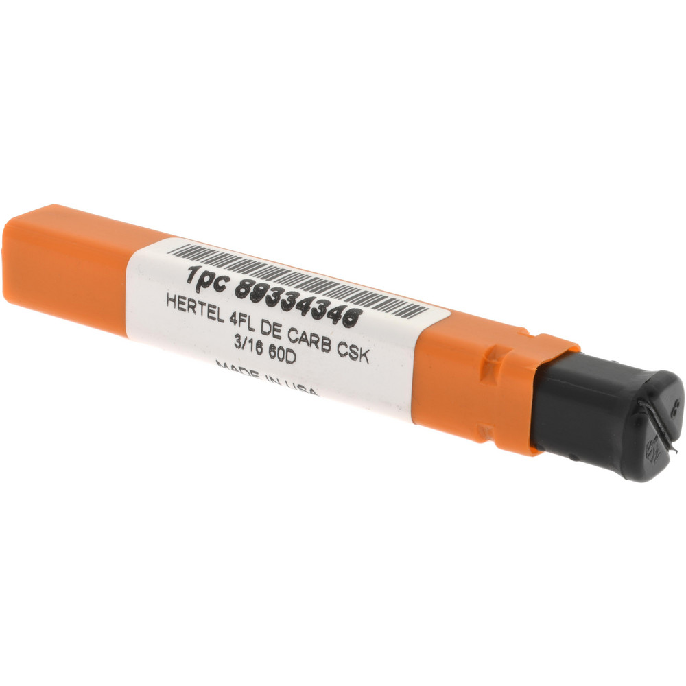 Hertel Countersink: 3/16" Head Dia, 60.00 deg Included Angle, 4 Flute, Solid Carbide, Right Hand Cut - 334-202050