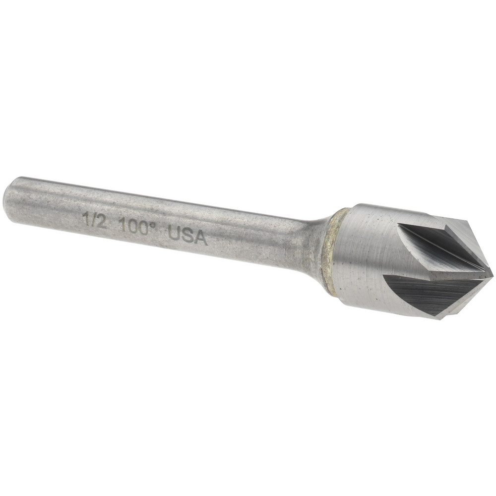Titan USA Countersink: 1/2" Head Dia, 100.00 deg Included Angle, 6 Flute, Solid Carbide, Right Hand Cut - CS36932