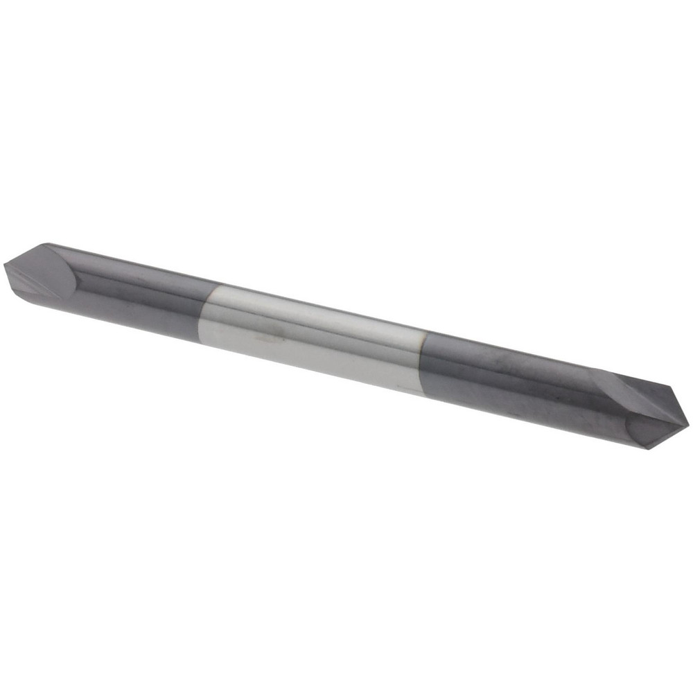 Harvey Tool Chamfer Mill: 3/16" Dia, 3/16" Shank Dia, 60 deg, 2 Flute, Solid Carbide, Double End - 902330-C3