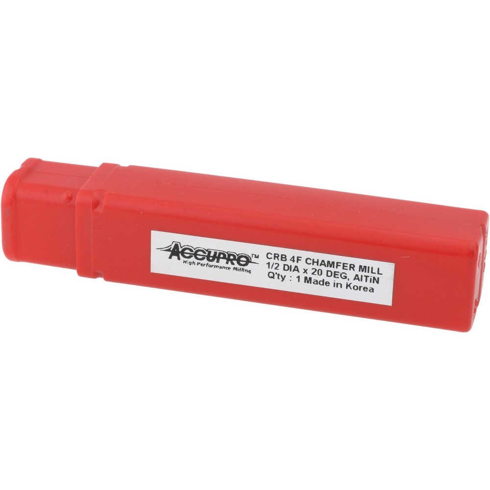 Accupro Chamfer Mill: 1/2" Dia, 1/2" Shank Dia, 40 deg, 4 Flute, Solid Carbide, Single End - EM99943876
