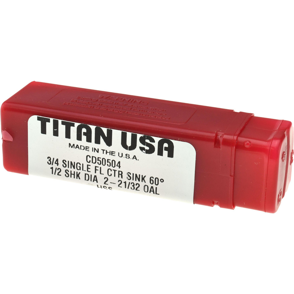 Titan USA Countersink: 3/4" Head Dia, 60.00 deg Included Angle, 1 Flute, High-Speed Steel, Right Hand Cut - CD50504