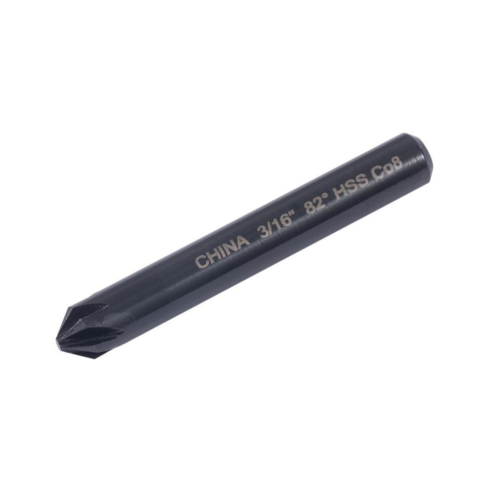 Hertel Countersink: 3/16" Head Dia, 82.00 deg Included Angle, 6 Flute, High-Speed Steel, Right Hand Cut - GX89330187