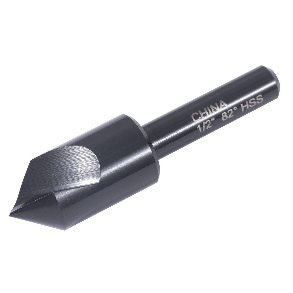 Value Collection Countersink: 1/2" Head Dia, 82.00 deg Included Angle, 1 Flute, High-Speed Steel, Right Hand Cut - 28604