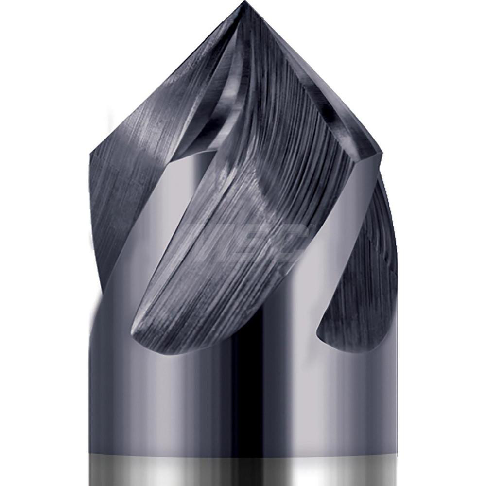 Harvey Tool Chamfer Mill: 3/8" Dia, 3/8" Shank Dia, 90 deg, 4 Flute, Solid Carbide, Double End - 785024-C3