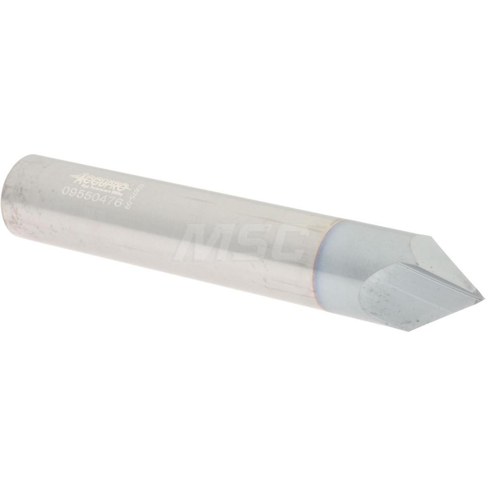 Accupro Chamfer Mill: 3/16" Dia, 3/16" Shank Dia, 82 deg, 2 Flute, Solid Carbide, Single End - 2500199