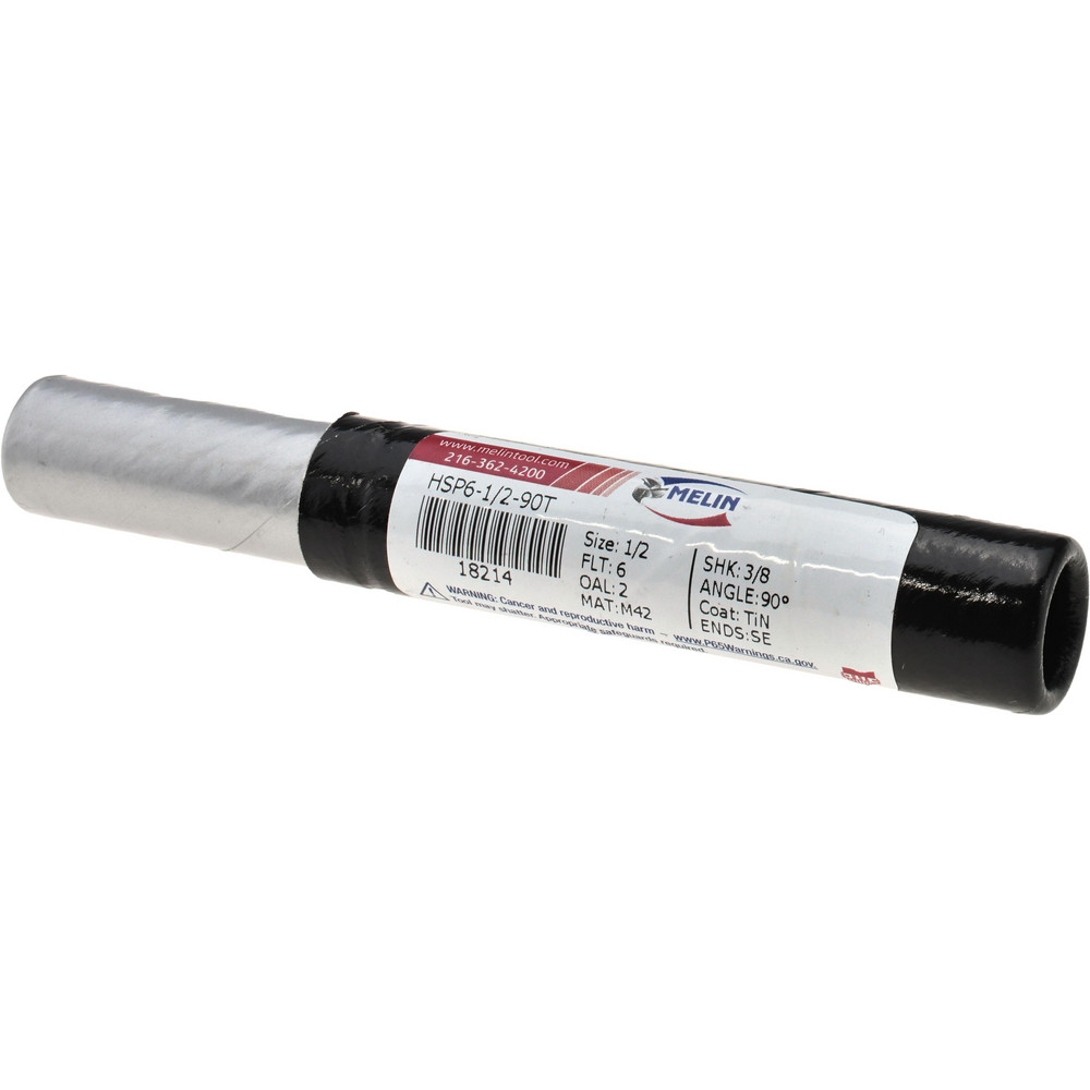 Melin Tool Countersink: 1/2" Head Dia, 90.00 deg Included Angle, 6 Flute, Cobalt Steel, Right Hand Cut - 18214