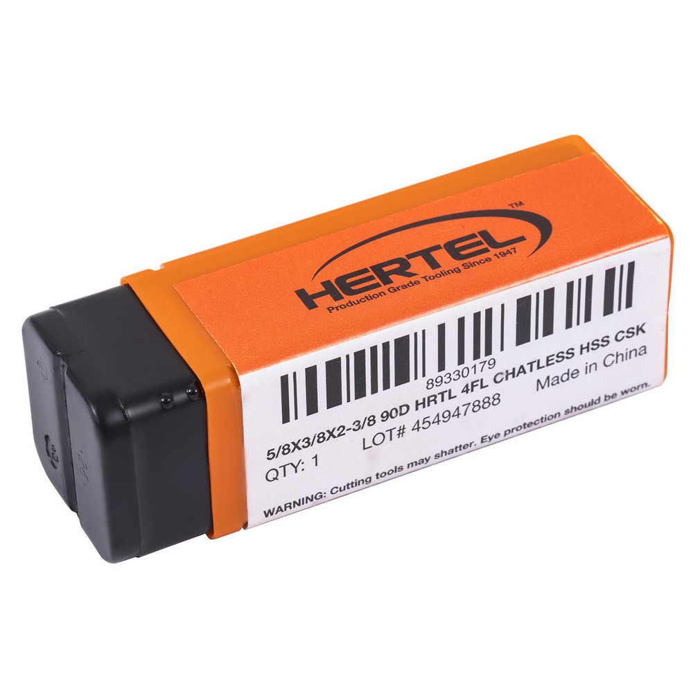 Hertel Countersink: 5/8" Head Dia, 90.00 deg Included Angle, 4 Flute, High-Speed Steel, Right Hand Cut - GX89330179