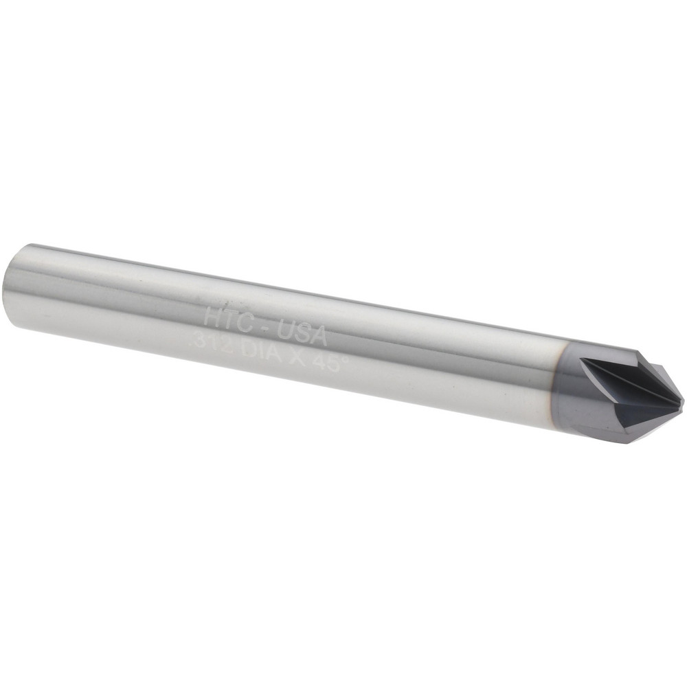 Harvey Tool Chamfer Mill: 5/16" Dia, 5/16" Shank Dia, 90 deg, 4 Flute, Solid Carbide, Single End - 873245-C3