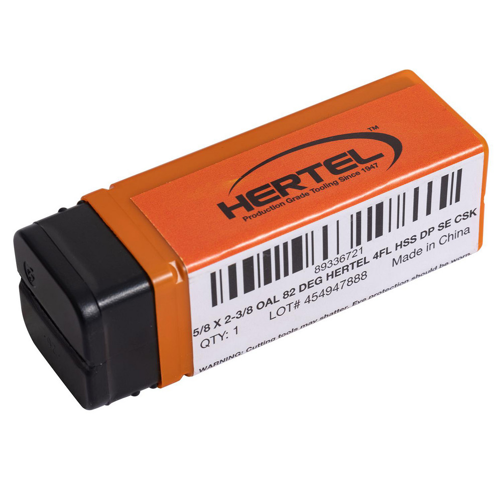 Hertel Countersink: 5/8" Head Dia, 82.00 deg Included Angle, 4 Flute, High-Speed Steel, Right Hand Cut - GX89336721