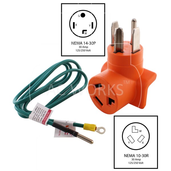 Ac Works 4-Prong NEW Dryer Plug to 3-Prong OLD Dryer Socket Adapter - AD14301030