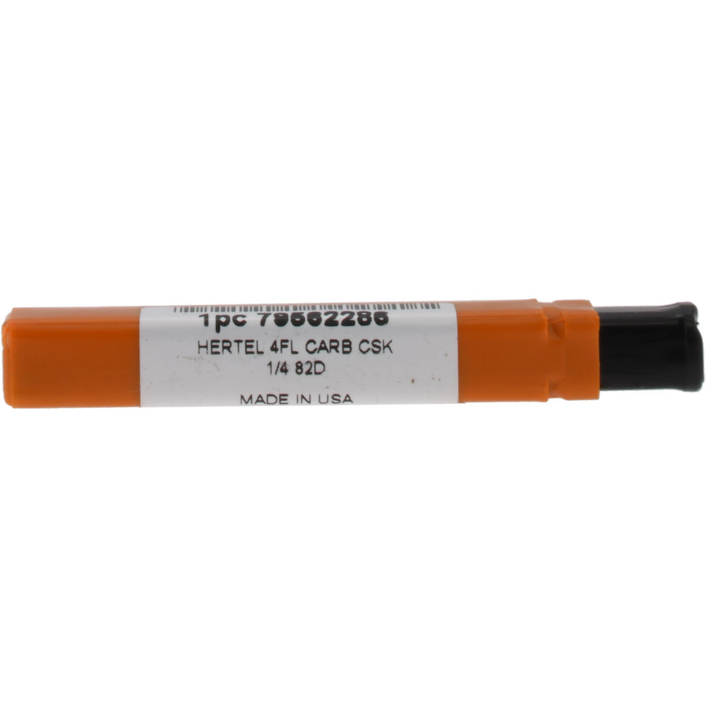 Hertel Countersink: 1/4" Head Dia, 82.00 deg Included Angle, 4 Flute, Solid Carbide, Right Hand Cut - 334-003060
